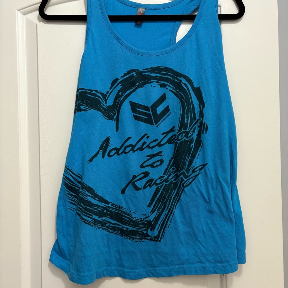 District Blue Athletic Tank Top with Graphic Design Motorcross Racing - Picture 2 of 9